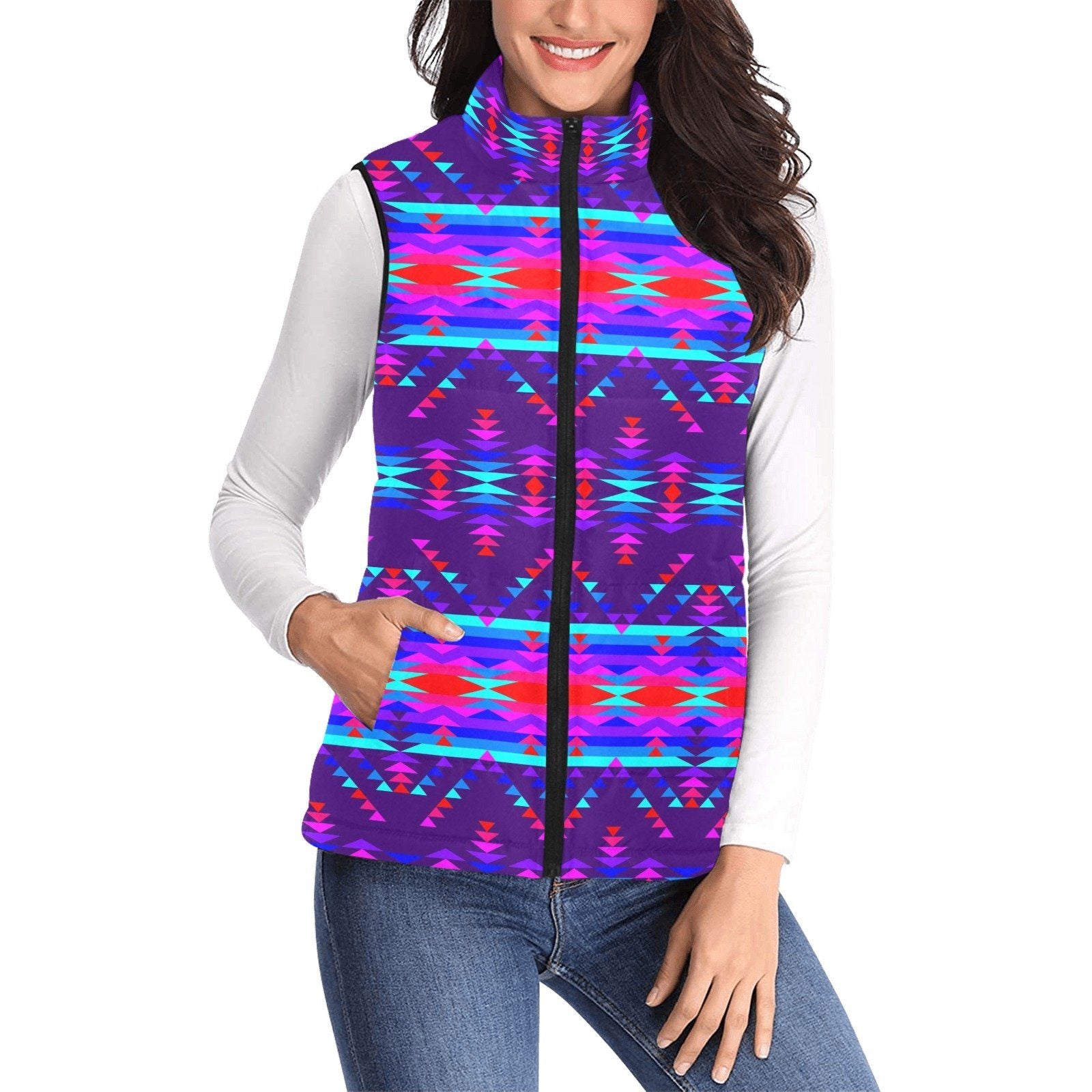 Vision of Peace Women's Padded Vest Jacket (Model H44) Women's Padded Vest Jacket (H44) e-joyer 