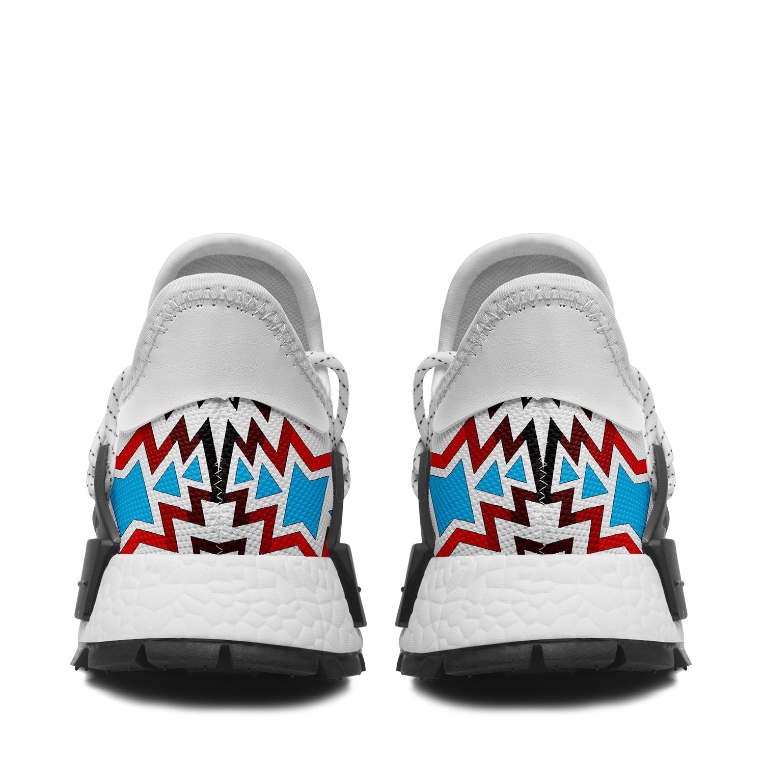White Fire and Turquoise Okaki Sneakers Shoes 49 Dzine 