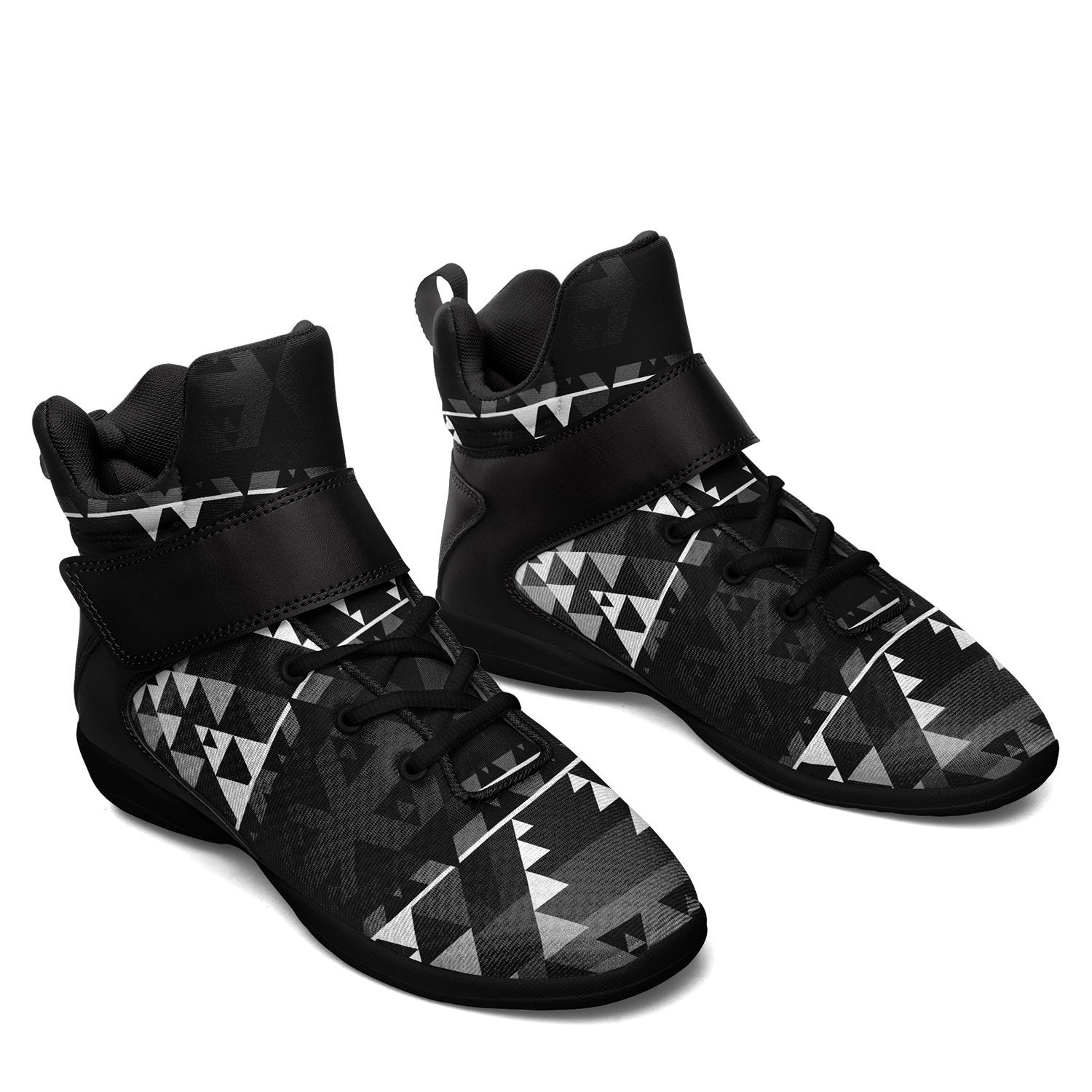 Writing on Stone Black and White Ipottaa Basketball / Sport High Top Shoes - Black Sole 49 Dzine 