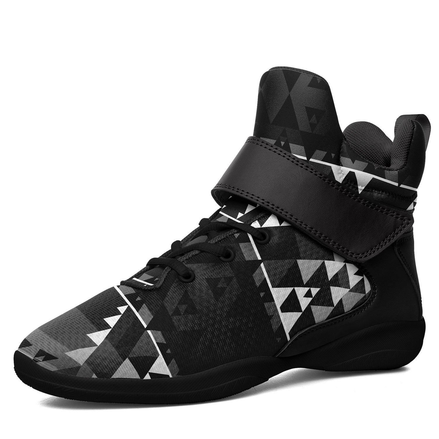 Writing on Stone Black and White Ipottaa Basketball / Sport High Top Shoes - Black Sole 49 Dzine US Men 7 / EUR 40 Black Sole with Black Strap 