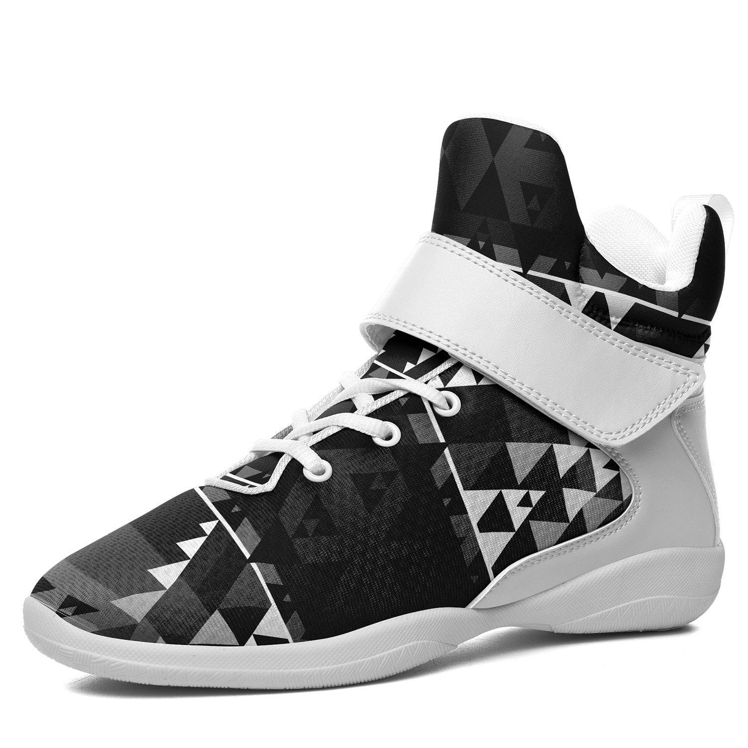 Writing on Stone Black and White Kid's Ipottaa Basketball / Sport High Top Shoes 49 Dzine US Child 12.5 / EUR 30 White Sole with White Strap 