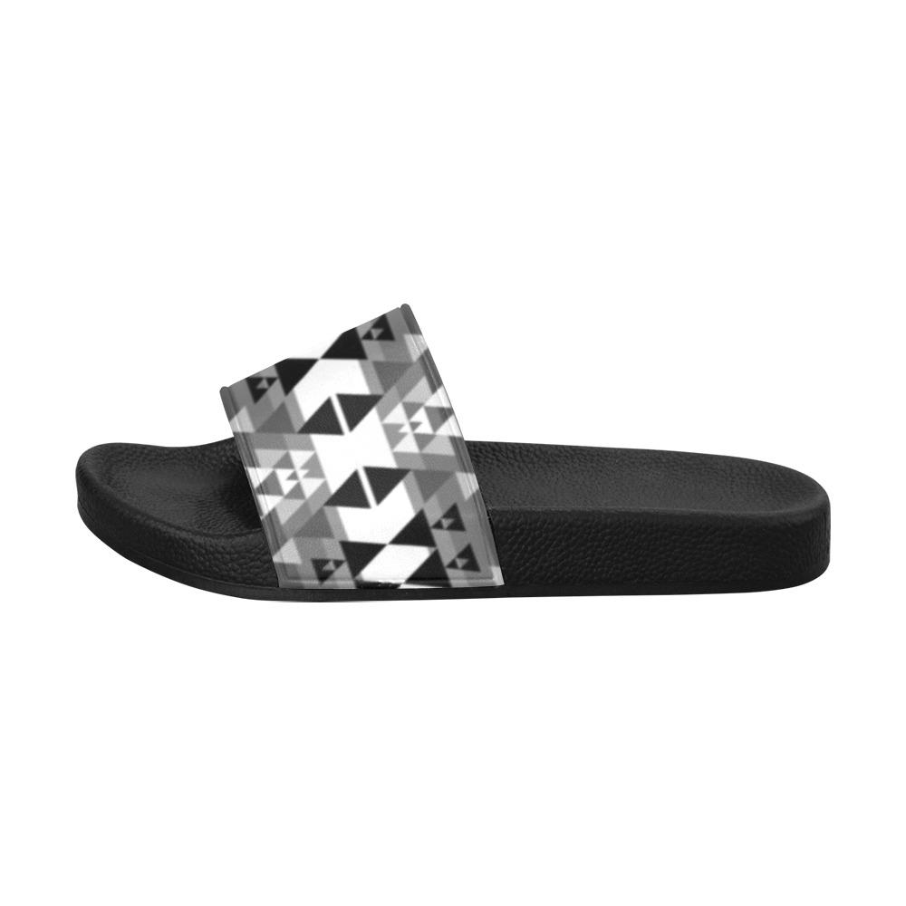 Writing on Stone Black and White Men's Slide Sandals (Model 057) Men's Slide Sandals (057) e-joyer 
