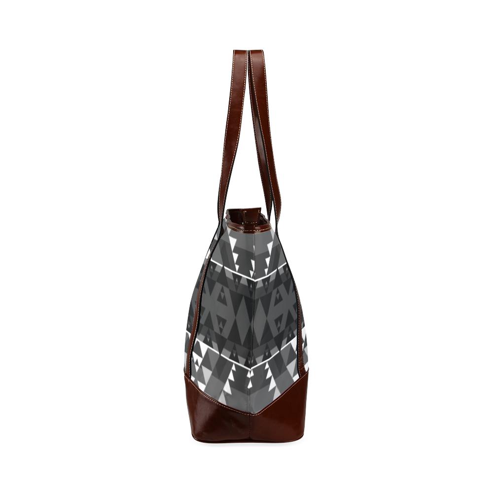 Writing on Stone Black and White Tote Handbag (Model 1642) Tote Handbags (1642) e-joyer 