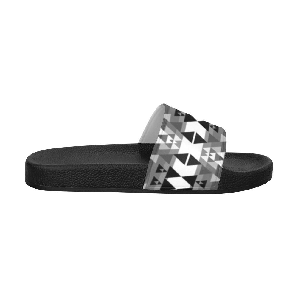 Writing on Stone Black and White Women's Slide Sandals (Model 057) Women's Slide Sandals (057) e-joyer 