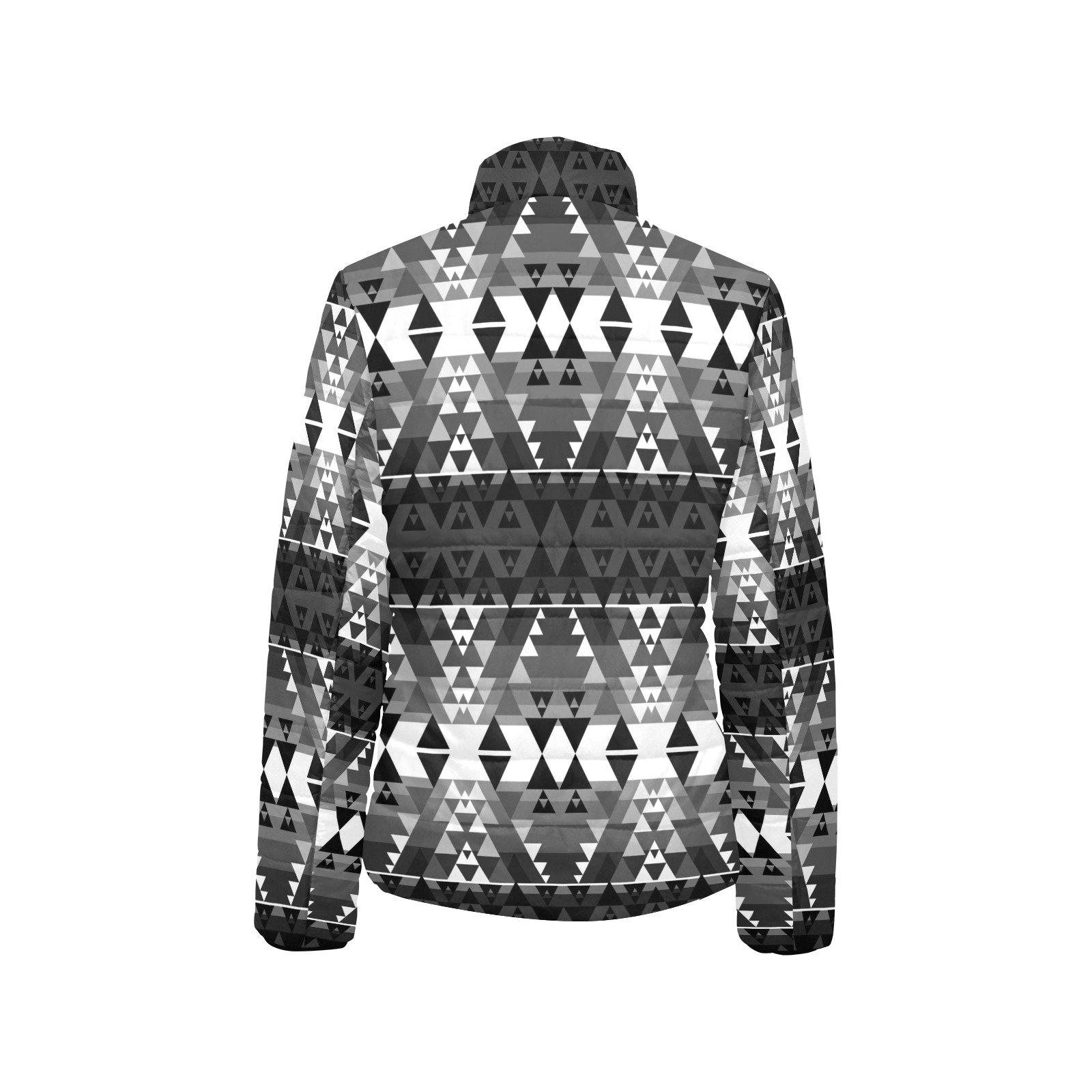 Writing on Stone Black and White Women's Stand Collar Padded Jacket (Model H41) jacket e-joyer 