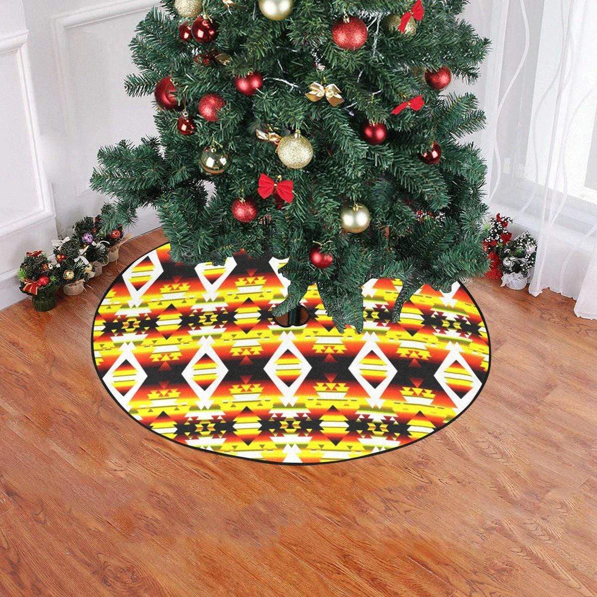 Yellow Winter Camp Christmas Tree Skirt 47" x 47" Christmas Tree Skirt e-joyer 